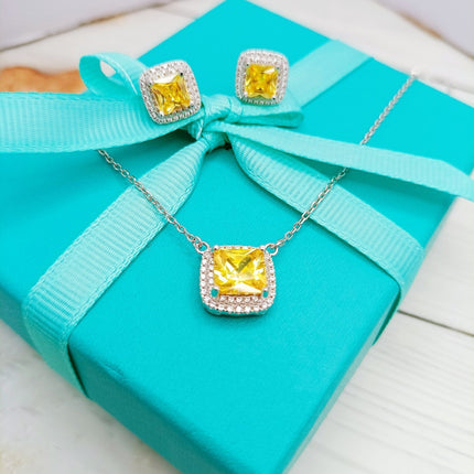 SPARKLERS CITRINE GEMSTONE PENDANT NECKLACE STERLING SILVER