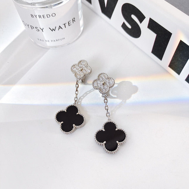 CLOVER 2 MOTIFS SILVER DIAMOND ONYX