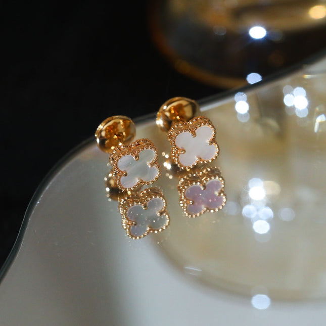 CLOVER MINI PINK GOLD MOP EARRINGS