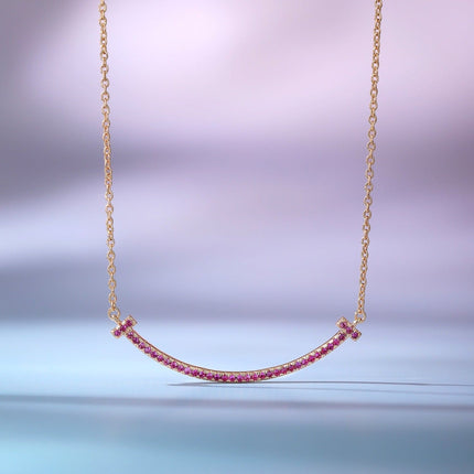 BIG SMILE PEDANT PINK DIAMOND NECKLACE