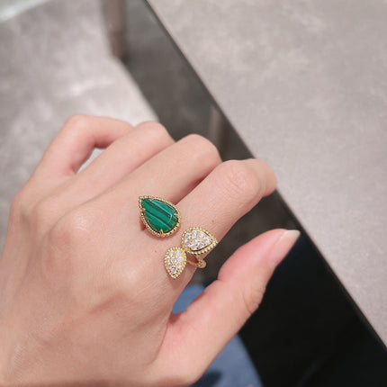 SERPENT BOHEME MALACHITE DIAMOND 3 MOTIF RING