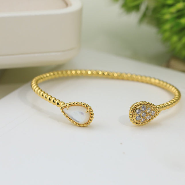 SERPENT BOHEME MOP DIAMOND GOLD OPEN BRACELET