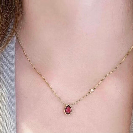 BOHEME CARNELIAN PINK GOLD DIAMOND NECKLACE