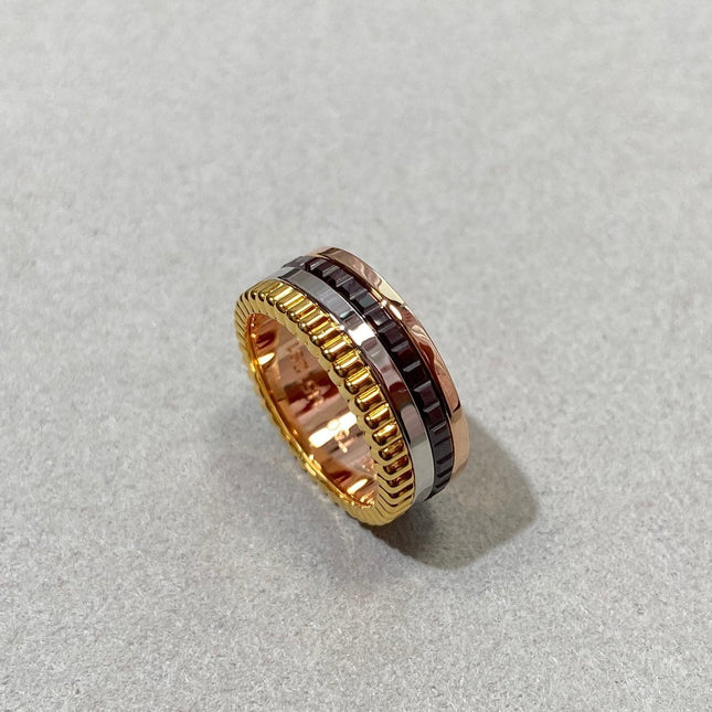 QUATRE BLACK EDITION PINK GOLD RING