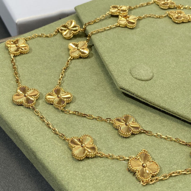 CLOVER 20 MOTIF GOLD 86CM NECKLACE