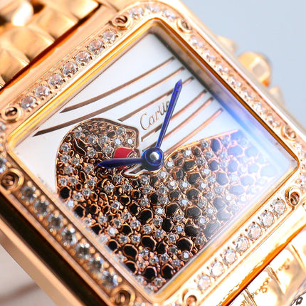 PANTHERE 27MM PINK GOLD CASE DIAMOND BEZEL DIAMOND DIAL