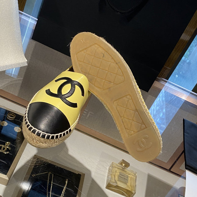 ESPADRILLES YELLOW BLACK LAMBSKIN