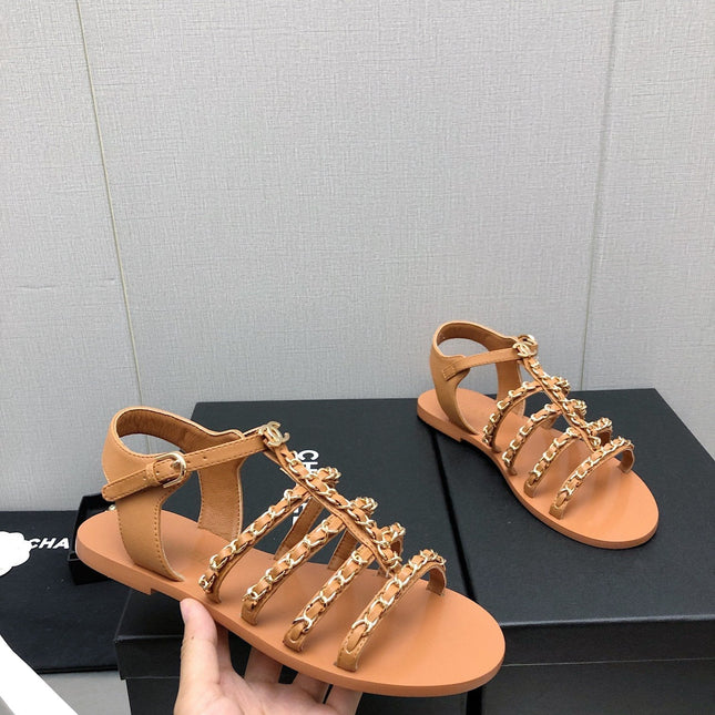 SANDALS BROWN LAMBSKIN