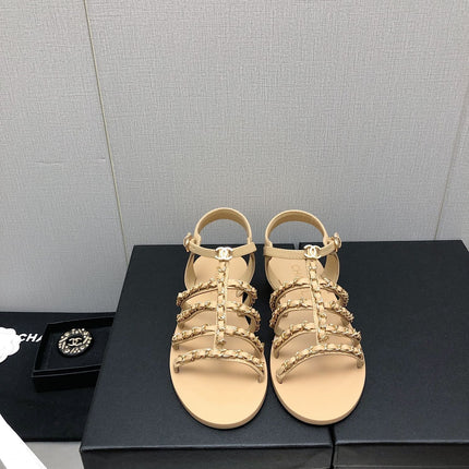 SANDALS BEIGE LAMBSKIN