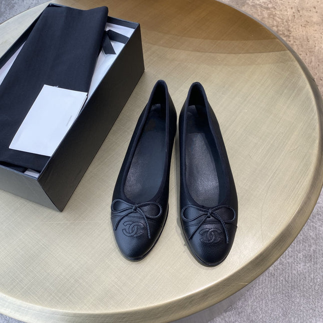 BALLET FLATS BLACK GRAINED CALFSKIN