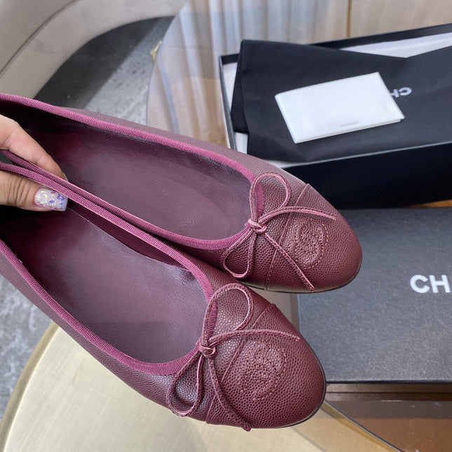 BALLET FLATS BURGUNDY GRAINED CALFSKIN