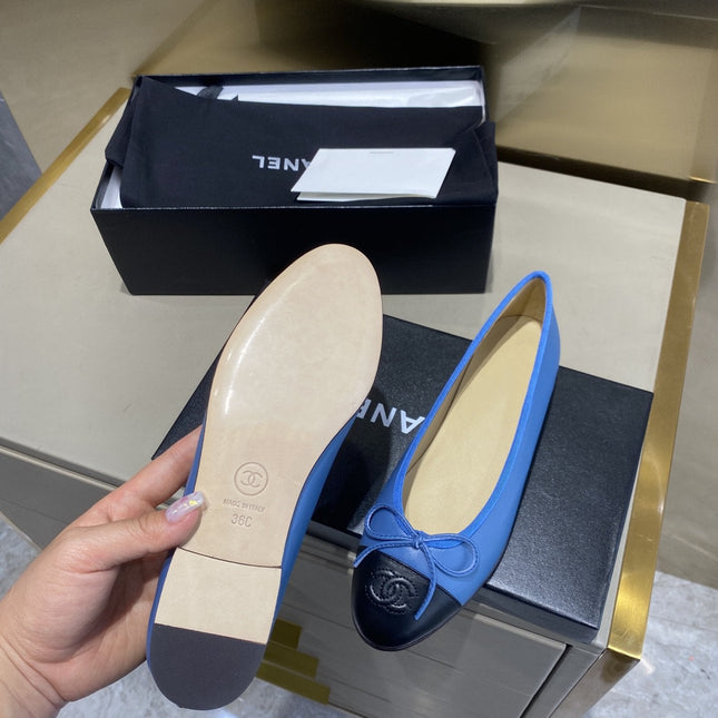 BALLET FLATS BLUE BLACK LAMBSKIN