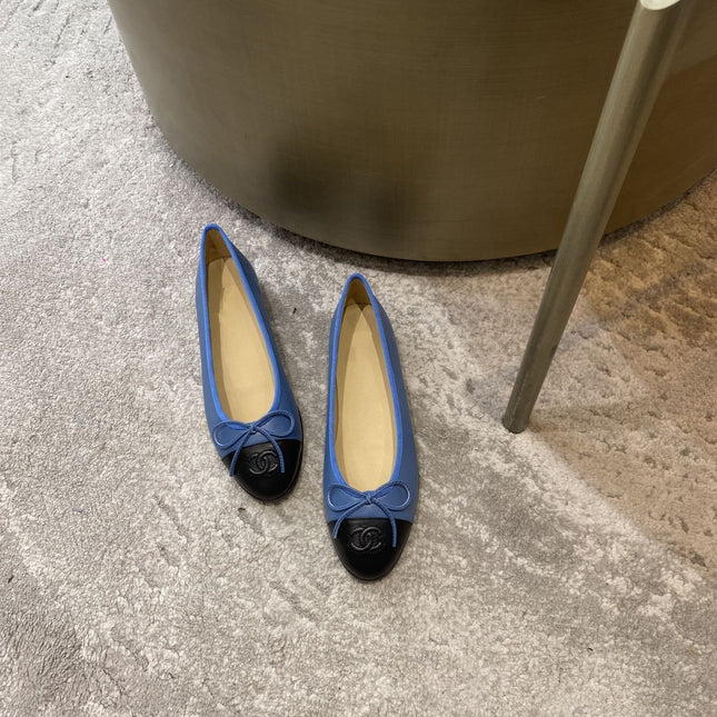 BALLET FLATS BLUE BLACK LAMBSKIN