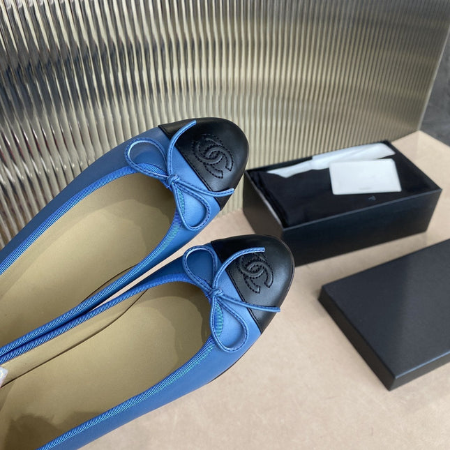 BALLET FLATS BLUE BLACK LAMBSKIN