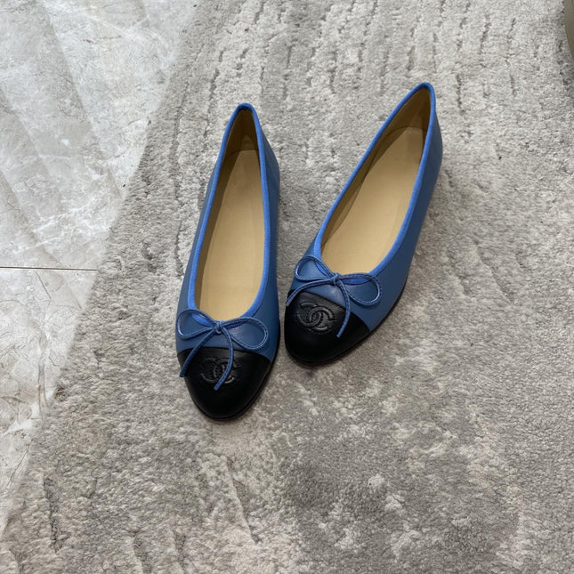 BALLET FLATS BLUE BLACK LAMBSKIN