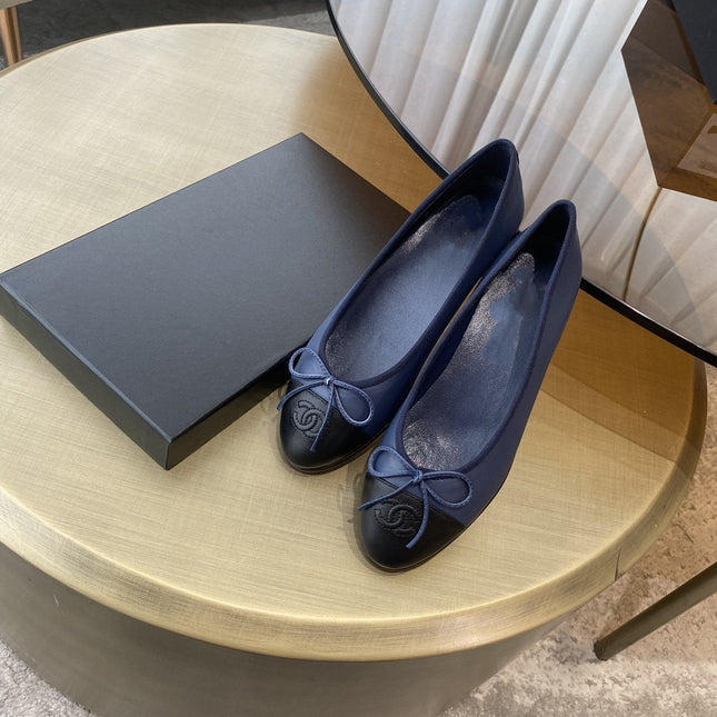 BALLET FLATS DARK BLUE BLACK LAMBSKIN