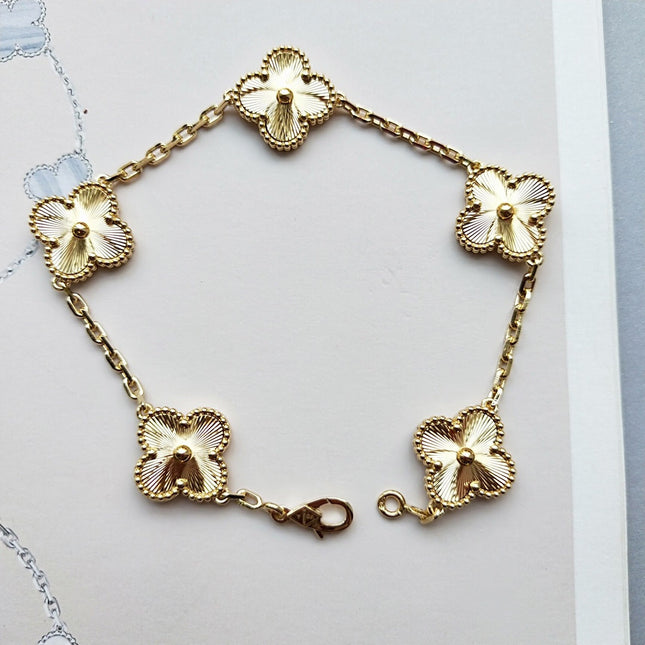 CLOVER 5 MOTIF PINK GOLD BRACELET