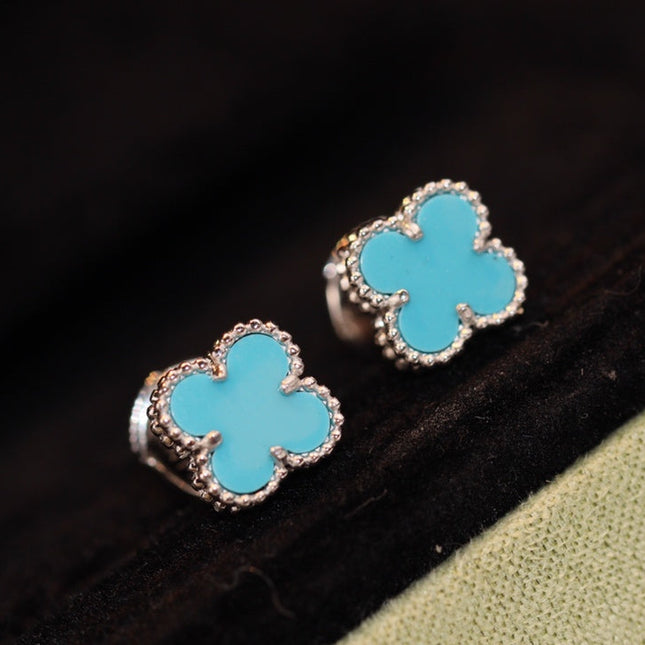 CLOVER MINI TURQUOISE SILVER STUD EARRINGS