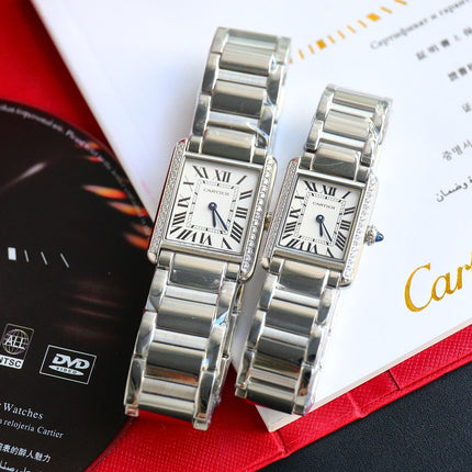 TANK MUST SMALL STEEL DIAMOND BEZEL WHITE DIAL