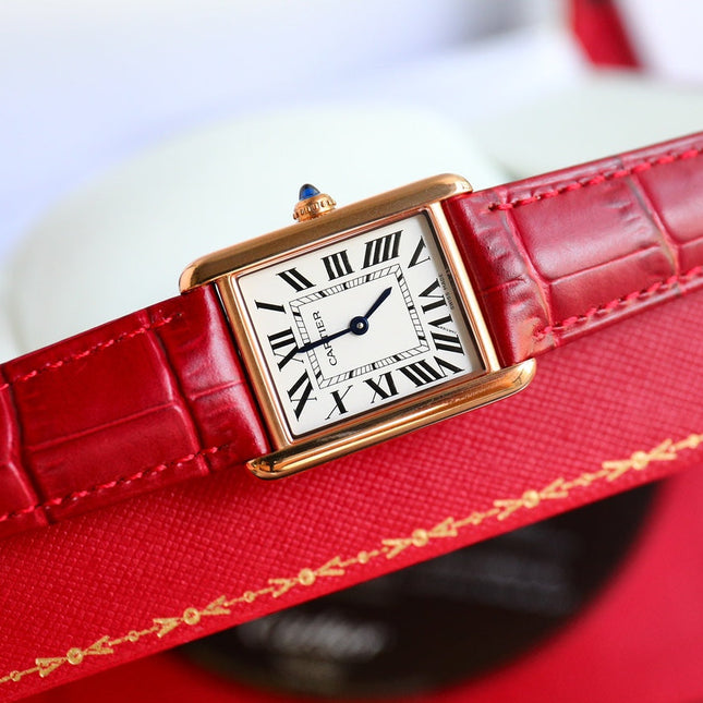 TANK MUST SMALL PINK GOLD LEATHER STRAP WHITE DIAL