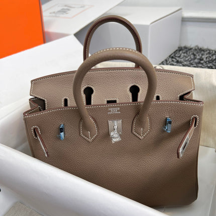 HM BIRKIN 25CM BROWN TOGO LEATHER SILVER HARDWARE