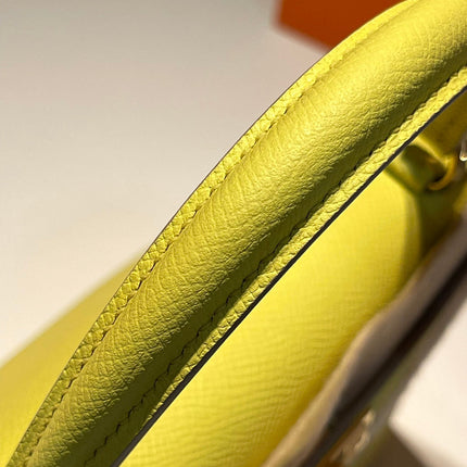 HM KELLY 25CM LIME EPSOM LEATHER GOLD HARDWARE