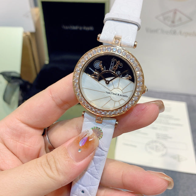 LADY ARPELS WATCHS PINK GOLD DIAMOND PAVED