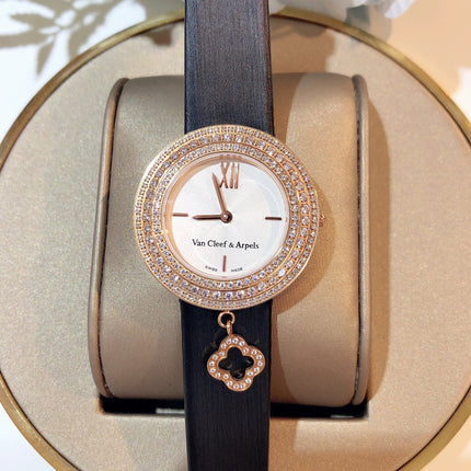 CHARM WATCH PINK GOLD CASE DIAMOND PAVED