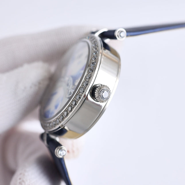 LADY ARPELS LOVER BRIDGE WHITE DIAL BLUE STRAP