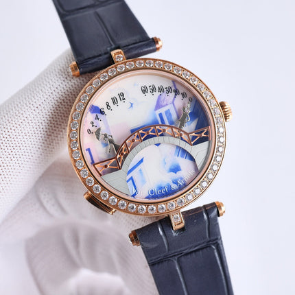 LADY ARPELS LOVER BRIDGE WHITE DIAL PINK GOLD CASE