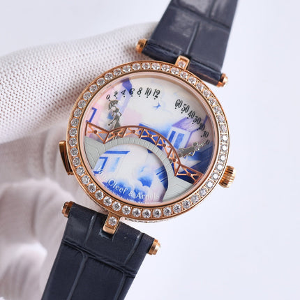 LADY ARPELS LOVER BRIDGE WHITE DIAL PINK GOLD CASE