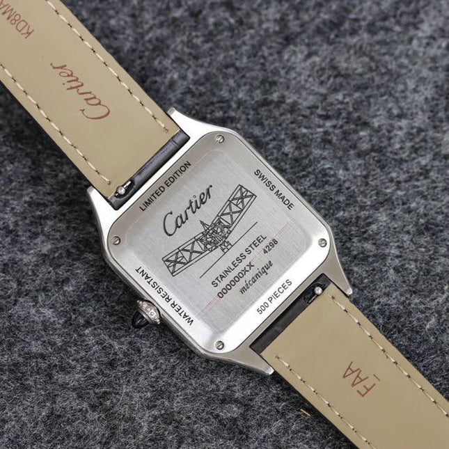 SANTOS DUMONT LADY SILVER CASE LEATHER STRAP