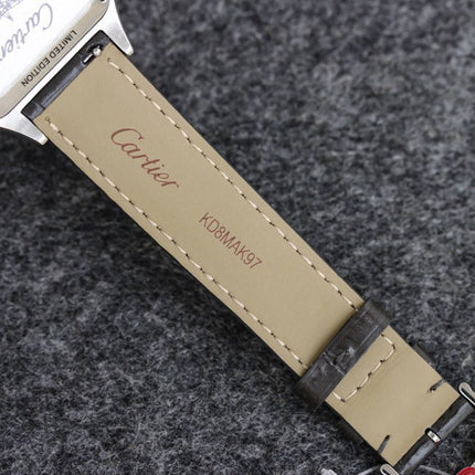 SANTOS DUMONT LADY SILVER CASE LEATHER STRAP