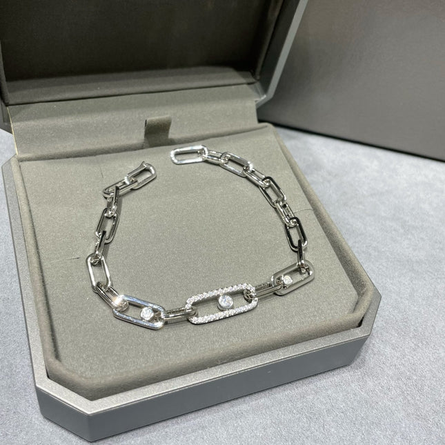 MOVE CHAIN LINK SILVER DIAMOND BRACELET