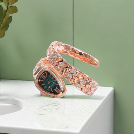 SERPENTI SPIGA 35 PINK GOLD GREEN DIAL