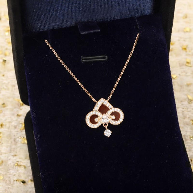 FLEUR DE LIS PINK GOLD DIAMOND NECKLACE