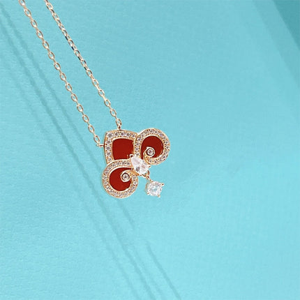 FLEUR DE LIS PINK GOLD DIAMOND NECKLACE