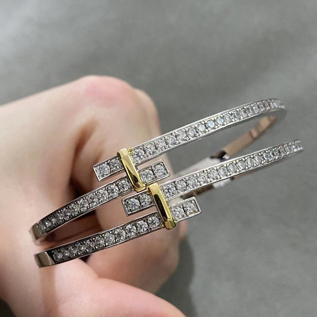 EDGE DIAMOND GOLD SILVER BRACELET