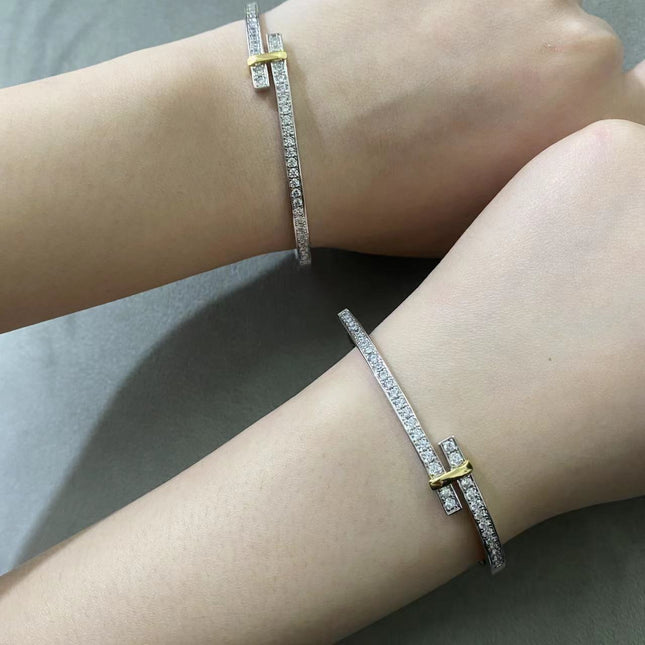 EDGE DIAMOND GOLD SILVER BRACELET