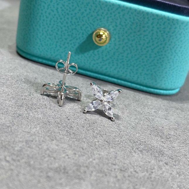 VICTORIA SILVER DIAMOND STUD MINI EARRINGS