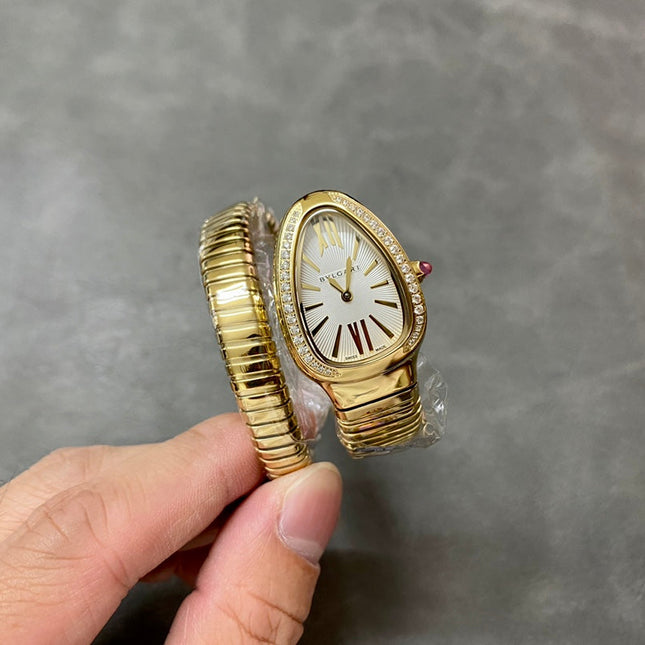 SERPENTI SPIGA GOLD DIAMOND BEZEL WHITE DIAL