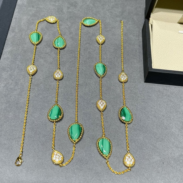 BOHEME 16 MOTIF MALACHITE DIAMOND GOLD NECKLACE