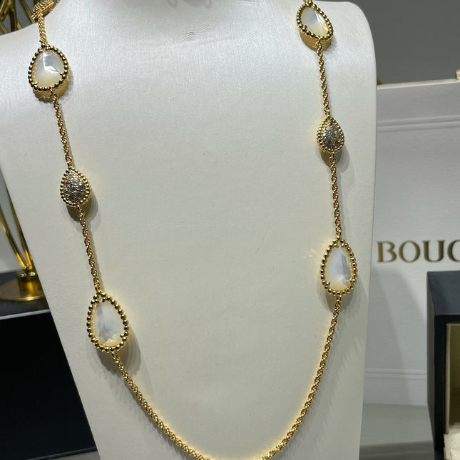 BOHEME 16 MOTIF MOP DIAMOND GOLD NECKLACE