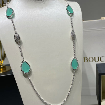 BOHEME 16 MOTIF TURQUOISE DIAMOND SILVER NECKLACE