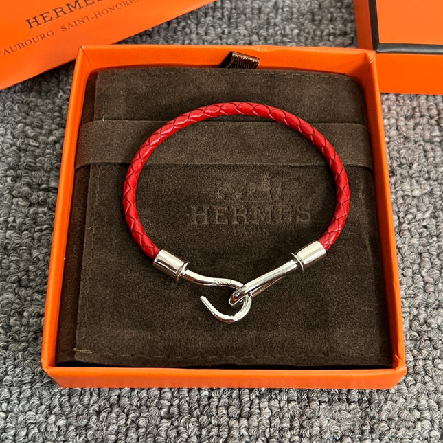 HM JUMBO LEATHER SILVER BRACELET