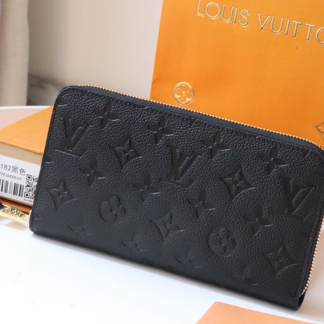 LV ZIPPY WALLET LONG PURSE BLACK MONOGRAM EMPREINTE LEATHER