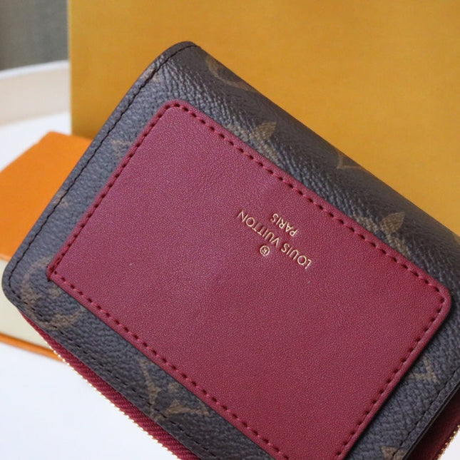 LOU WALLET 11.5CM BROWN RED MONOGRAM CANVAS