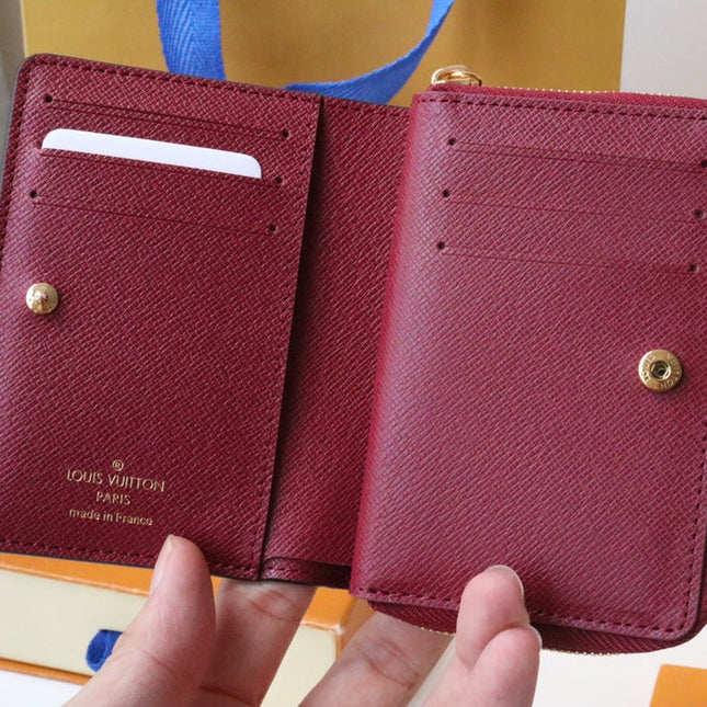 LOU WALLET 11.5CM BROWN RED MONOGRAM CANVAS