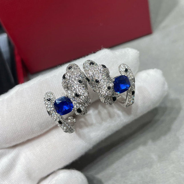 PANTHERE DE CARTI BLUE DIAMOND EARRINGS