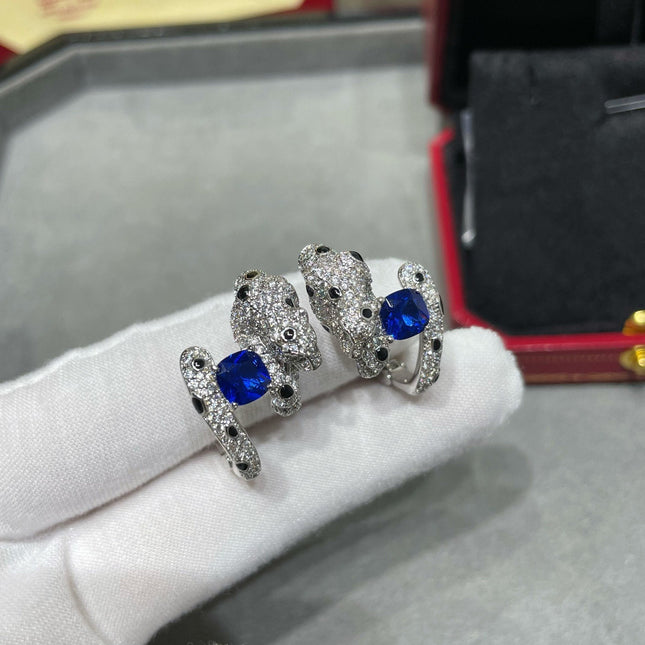 PANTHERE DE CARTI BLUE DIAMOND EARRINGS